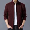 Mäns Fleece Cardigan Sweater Fall / Winter Thermal Jacket Zip Knit Tröja Trend Casual Jacket Plus Size M-4XL 211221