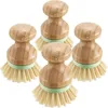 Bamboo Wood Round Mini Palm Scrub Brush Stiff Bristles Wet Cleaning Wash Dishes Pots Pans Vegetables Brushes RRE12698