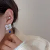 Dangle & Chandelier 2022 New Blue Zircon White Shell Flower Drop Earrings For Female Personality Temperament Pendientes