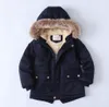 Nowe baby Boys Winter Jacket Wool Collar Moda Dzieci Płaszcze Dzieci Z Kapturem Ciepłe Odzieży Pluszowe Thicke Bawełniane Odzież 3-12 lat LJ201203