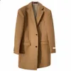 Camel Warm Woolen Mens Long Coat Jacket Custom Made Tjock Bröllop Skräddarsydd Party Prom Business Blazer Endast One Point Suit