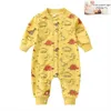 Nyfödd baby kläder långärmad jumpsuit unisex nyfödd pojke tjej kostym tecknad dinosaur onesie toddler spädbarn kläder höst 201030