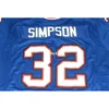 Men Front and back mesh fabric BLUE OJ SIMPSON High quality full embroidery College Jersey sz s4XL or custom any name or number j2698068