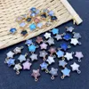 13x16mm Natural Crystal Stone Charms Decorate Little Star Green Rose Quartz Hangers Goudrand Trendy voor Ketting Oorbellen Sieraden Maken Groothandel