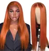 Perruques de cheveux humains indiens Remy Lace Front Body Wave de couleur orange 13x4