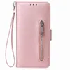 New fashion plain zipper bag flip leather wallet phone case for iphone 12 11 pro max x xr xs max 6 7 8 plus