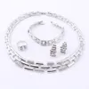 Nigéria charme mariée luxe bijoux couleur argent collier Bracelet boucles d'oreilles anneau Dubai mariage mode ensemble de bijoux