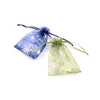 100 sztuk / partia 10 * 14 cm Snowflake Feather Christmas Gift Charm Bag Organza Biżuteria Prezent Ślubny Sznurek Wouch Torby