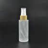 70pcs * 100ml frost glasflaska med bambu lotion pump emulsion pumpflaskor tom kosmetisk förpackning glas dimma spray