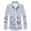 Camicie casual da uomo Plus Size Mens Stripe 3 colori Camicia slim fit Business monopetto 6XL 7XL