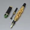 Alta qualità JINHAO Pen Dragon goffratura 18k GP iraurita NIB Penna stilografica Forniture per ufficio di lusso Business Scrittura Penne a inchiostro liscio come regalo