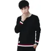 Herrtröja koreansk utgåva plysch långärmad stickad skjorta ungdom hundra set tröja rund krage topprock 201126