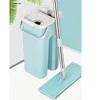 Hand Free Wringing Flat Squeeze With Bucket Microfiber Floor Cleaning Spray Mop Dry Wet Dual Use Home Mops T200703