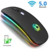 Mouse sem fio bluetooth 5.0 rgb rates recarregáveis ​​computador mouse silencioso silent led illit backgonomic games mouse para laptop pc