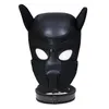 Fetish Padded Bdsm Bondage Latex Rubber Dog Hoods with Collar Neck Harness for Master Servant Role Play Erotic Mask Costumes