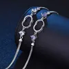 Bracciale moda per donna Braccialetti con ciondoli Cristallo viola bianco per donna Ebreo in argento Ama la tua lettera Bracciale per donna1286340