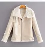 Ny Autumn Winter Design Fashion Women's Faux Lamb Fur Patchwork Letter Print Suede Leather Warm Jacket Plus Size S M L 230J