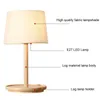 일본 스타일의 나무 테이블 램프 직물 지휘체 간단한 거실 침실 침대 침대 옆 책상 조명 홈 장식 E27 LED L196G