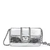 2022 Spring Mini Flap Womens Designer Bags White Silver Colors Genuine Leather Calfskin Fashion Trends Turn Lock Crossbody Shoulder Handbags 11x5x18CM