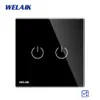 WELAIK EU 2 vie scale-touch-interruttore tempra-cristallo-pannello in vetro-schermo-interruttore luce da parete AC250V A1922CW T200605