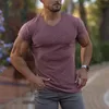 T-shirt da uomo T-shirt casual estiva per uomo Felpa sportiva Slim scollo a V T-shirt maschile in cotone manica corta tinta unita Fit236m