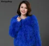 Harppihop 13 colors fashion sexy Ostrich wool turkey fur women coat feather short plus size jacket winter festival long sleeve 201214