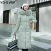 Women's Down & Parkas Plus Size X-long Winter Jacket Women Hooded Solid Casual Coat With Fur Collar Thick Overcoat Female