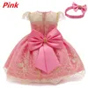 Bebê recém-nascido meninas vestido vermelho feliz natal criança crianças 1 2 anos festa de aniversário renda princesa traje infantil roupas de ano novo q4863306