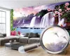 Modern Mural 3d Wallpaper Large Waterfall Flower 3d Wallpaper Romantic Landscape Decorative Silk Living 3d Wallpaper