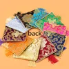 Jewelry Pouches, Bags Rich Flower Small Gift Tassel Silk Brocade Zipper Pouch Coin Purse Bracelet Bangle Storage Packaging 50pcs1