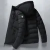 Parkas de invierno para hombre, chaqueta gruesa de Color sólido, prendas de vestir informales cálidas a prueba de viento, abrigo con cremallera, ropa acolchada de algodón para hombre 201119