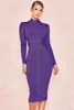 2021 New winter christimas women red purple black nude high neck long sleeve bandage dress celebrity Party Dresses2044084