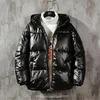 Homens lustrosos homens de inverno masculino moda algodão algodão espesso parkas quentes casacos masculinos windbreaker térmico esportivo slim jaquetas1