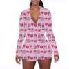 2021 Frauen Jumpsuits Pyjama Onesies Valentines Geschenk Nachtwäsche Bodysuit Training Button Leopard Gedruckt V-Neck Damen Kurzspieler S-2XL