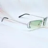 Vintage Rimless Solglasögon Cariter Small Square Big C Designer Sun Frame Glasses Cool Rapper Frame Glasses Party Eyewear Italian G2345076