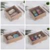 Geschenk Transparent Keks Gebäck Box Retro Kraftpapier Cupcake Abdeckung Backen Verpackung Boxen Angepasst VTKY2237