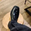 Ręcznie robione Plac Toe Męskie Derby Buty Moda Full Grain Skórzane Mężczyźni Grube Sole Formalne Business Shoe Male Mieszkania Oxfords