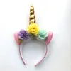 Glitter Metallic Unicorn Headband Girls Chiffon Flowers Hairband For Kids leaf flower Unicorn Horn Party Hair Accessories5393617