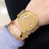 Högkvalitativ mode 38 mm unisex dam herrklocka Quartz urverk Guld Armbandsur Rostfritt stål Montre DE Luxe Original Box Klockor