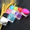Luxury Acrylic Transparent 3G 5G Square Base Plastic Cosmetic Jars with Blakc/White Lid Custom Logo Empty Loose Powder Make Up Jar Container