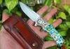 EDC Pocket Flipper Folding Knife VG10 Damascus Steel Drop Point Blade Rosewood / Abalone shell Handle Ball Bearing Knives