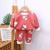 Autumn Winter Thicken Velvet Children Pajamas Cartoon Family Boys Girls Clothing Set Kids Casual Sleepwear Suits Clothes LJ201216