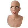 Party Masks Full Latex Masker voor Halloween met nekkop Creepy Rimpel Face Cosplay Props Dames1