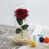 Sztuczne kwiaty wzrosły z szklaną kopułą na przyjęcie weselne Walentynki świąteczny prezent11