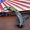 1pcs utomhus överlevnad taktisk fast blad klo kniv d2 svart sten tvätt / satin blad full tang grn handtag karambit