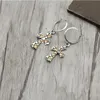 Bijoux en argent pur 925, boucles d'oreilles personnalisées en forme de croix, en argent thaïlandais, vieux hommes et femmes, boucles d'oreilles punk styl4570601