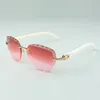 designer cutting lens sunglasses 3524019 white natural buffalo horn sticks glasses size: 58-18-140mm