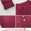 Syiwidii bouton Cardigan rouge pull femmes 2020 décontracté coréen doux tricoté manteaux solide manches chauve-souris automne hiver dames hauts LJ201112