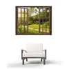 Livraison gratuite 3D Effet Fenêtre Sticker Mural Forêt Cottage Paysage Vinyle Decal Décor Mural Sticker Mural Décor À La Maison Cadeau 201201