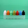 100 sets/partij 3 ml plastic druppelflesjes met kindveilige veiligheidsdoppen Lange dunne druppeltips PE veilig voor vloeibare lotion Sap Liquide Flux 3 ml